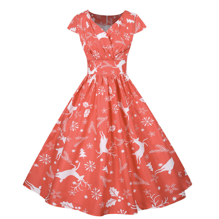 Robe A-Ligne Vintage Femmes avec Motif de Noël Chic & Stil