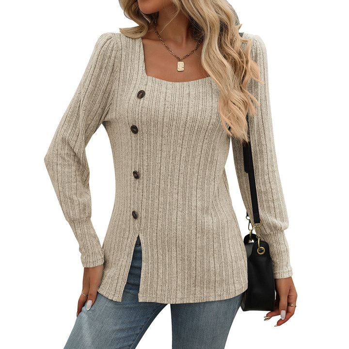 Top en tricot pour femmes avec encolure carrée et détails de boutons Chic & Stil