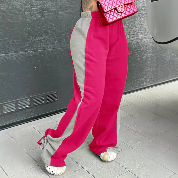 Casual women's sports pants with colorful side inserts and an elastic waistband Lune London