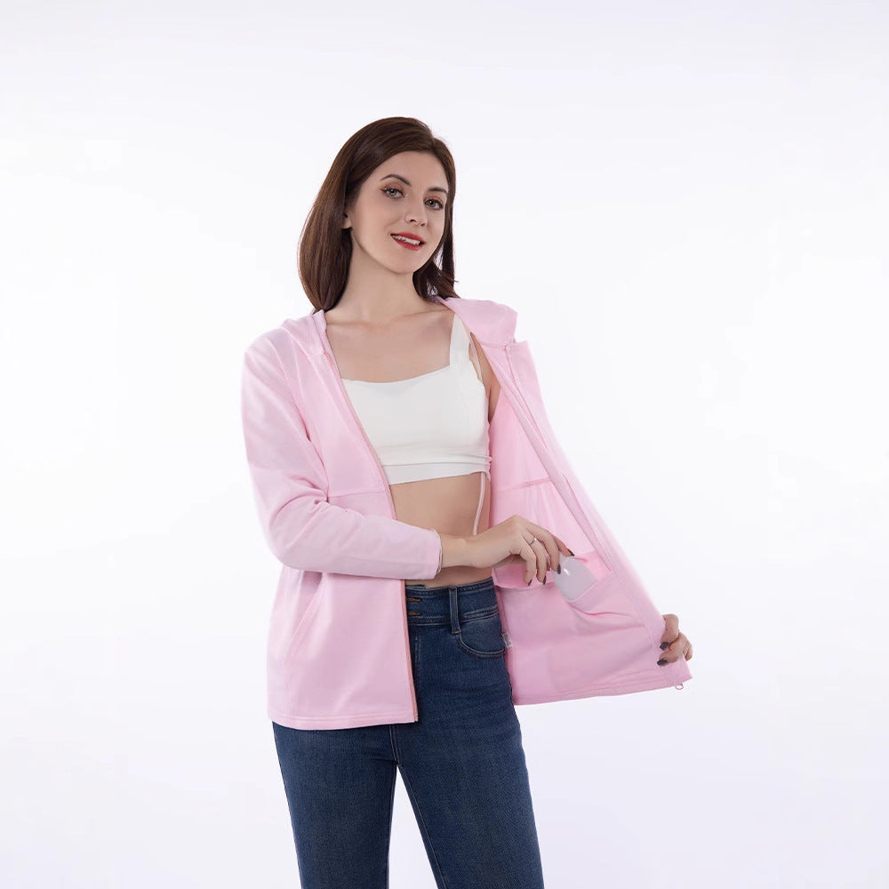 Casual zip-up hooded jacket for women with functional pockets and breathable fabric composition Lune London