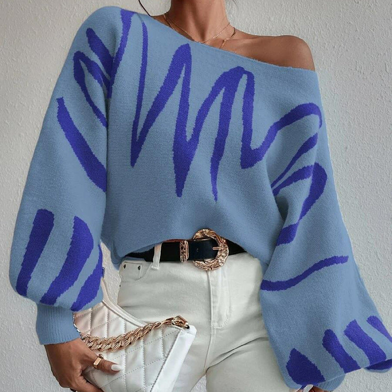 Pull en tricot surdimensionné pour femmes avec design asymétrique et encolure décontractée Chic & Stil