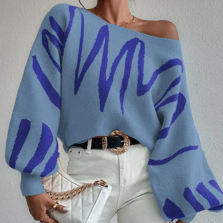 Pull en tricot surdimensionné pour femmes avec design asymétrique et encolure décontractée Chic & Stil