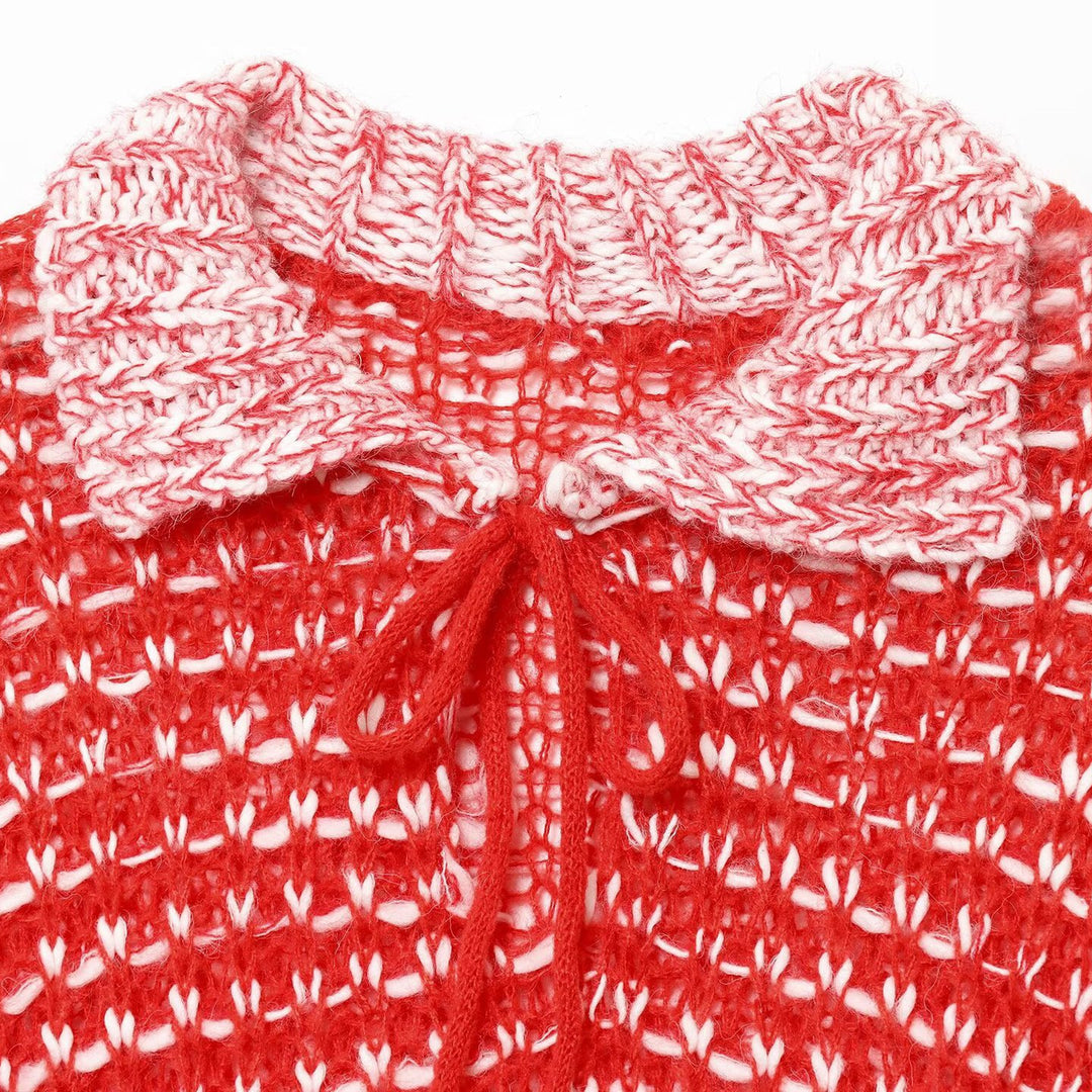 Casual knit sweater for women with trendy collar and fastening ties Lune London
