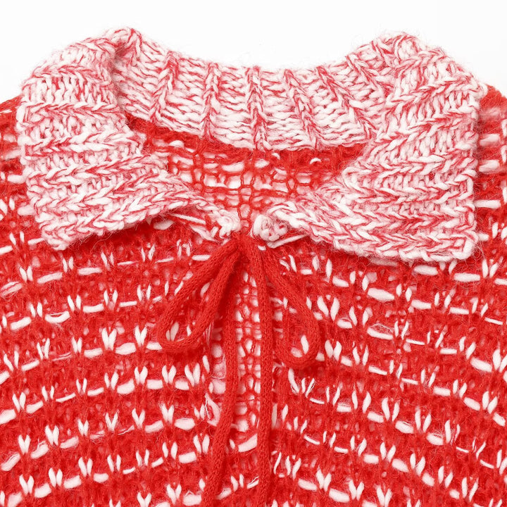 Casual knit sweater for women with trendy collar and fastening ties Lune London