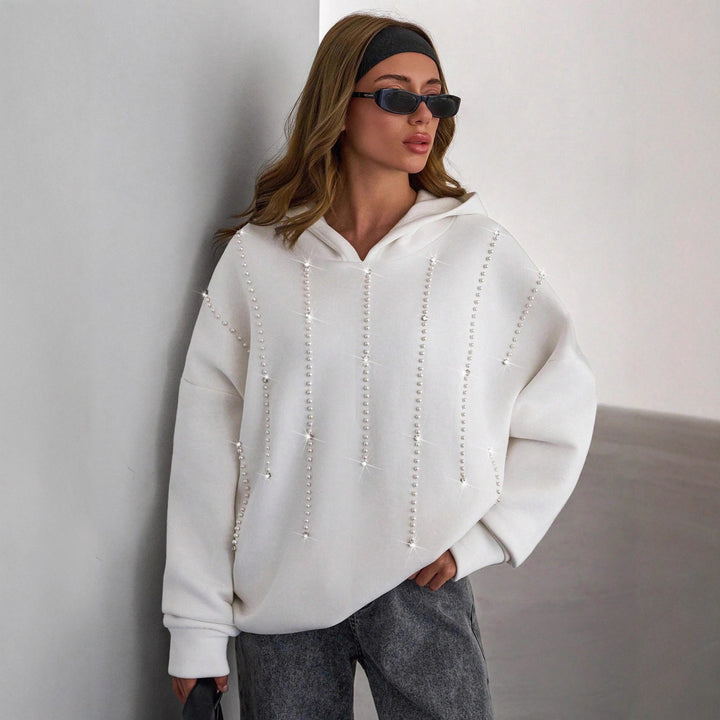 Oversized hoodie for women with elegant pearl accents Lune London