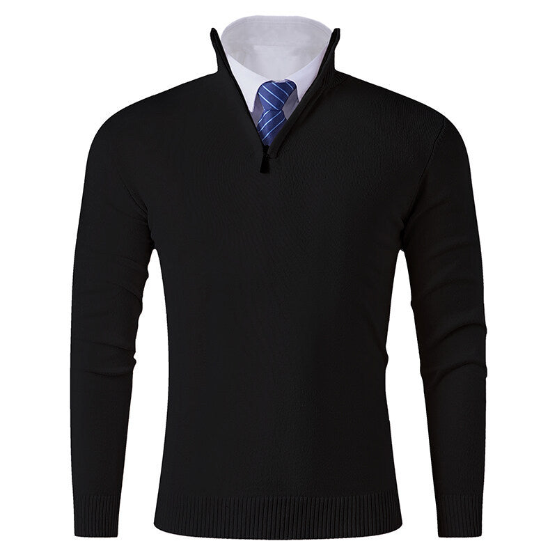 Men's knitted pullover with modern zipper and elastic hem Lune London