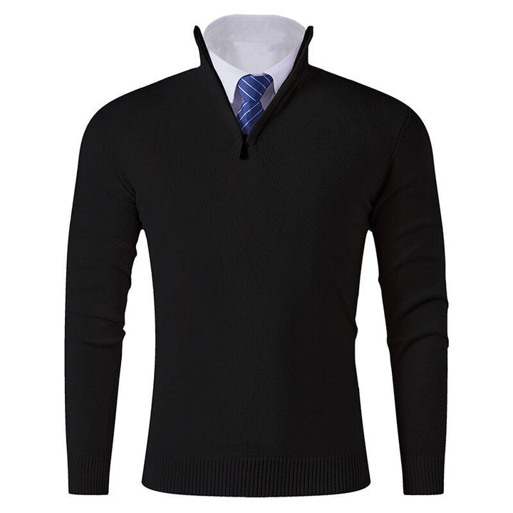 Men's knitted pullover with modern zipper and elastic hem Lune London