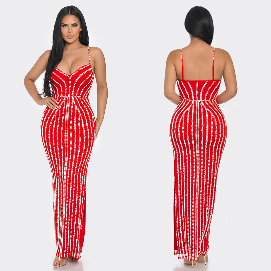 Bodycon evening dress for women with sparkling detail strapless Lune London