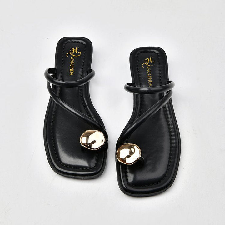 Women Elegant and Fashionable Strappy Sandals with Unique Metal Accent Lune London