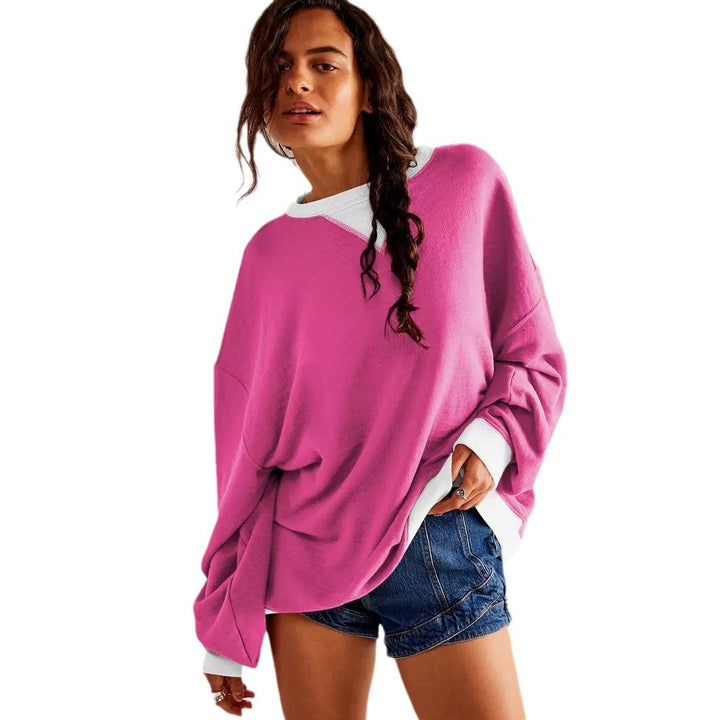 Ladies oversized sweatshirt with V-neck and contrasting edges Lune London