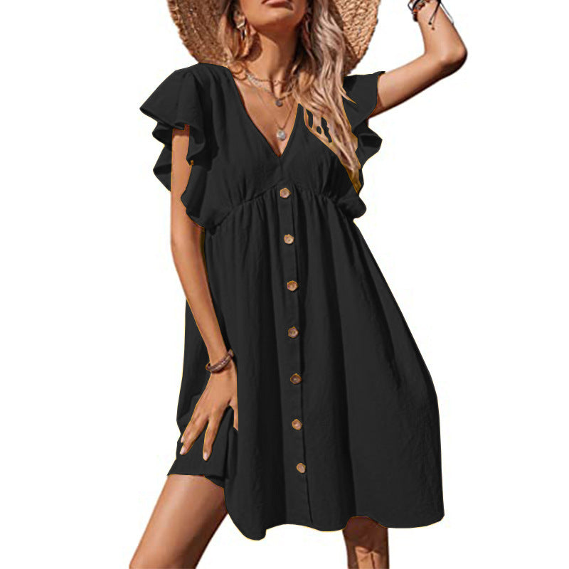 Airy summer dress for women with playful ruffle details and button closure Lune London