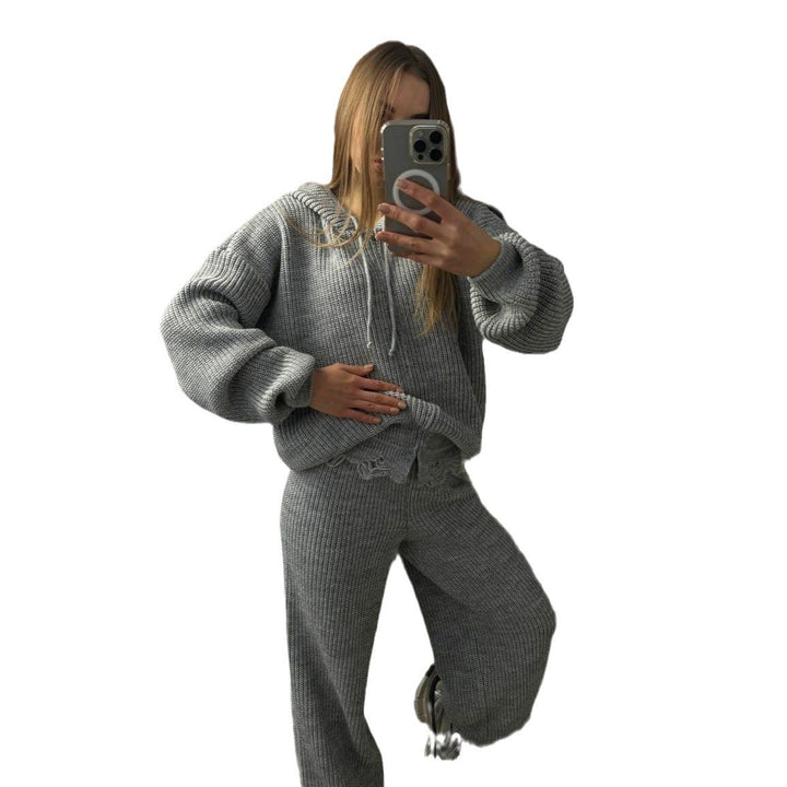Women knitted set with relaxed fit and modern hoodie Lune London