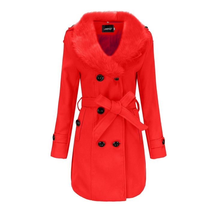 Ladies Elegant trench coat with removable fur collar Lune London