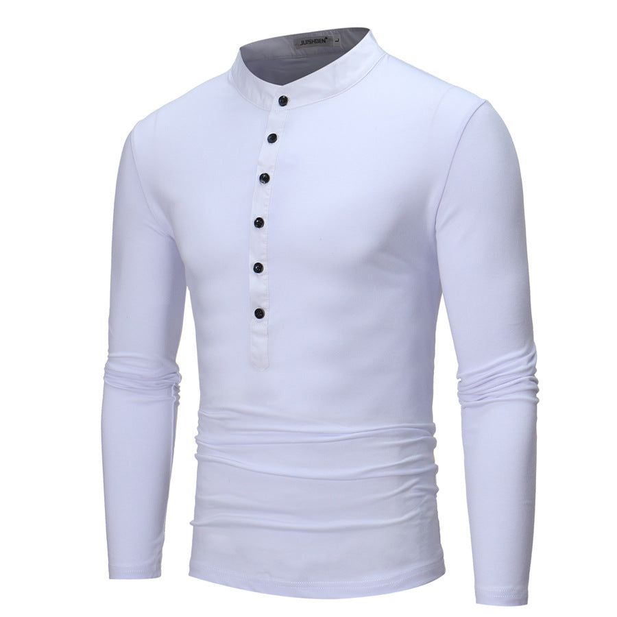 Men's long sleeve shirt with trendy high collar and button detail Lune London