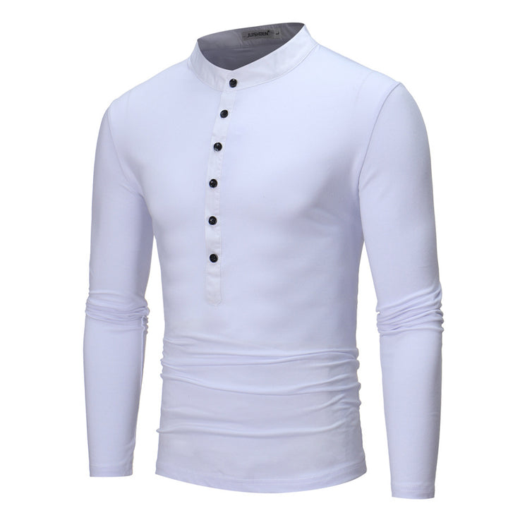 Men's long sleeve shirt with trendy high collar and button detail Lune London