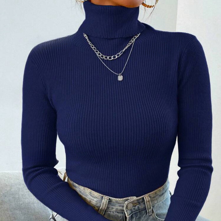 Ladies elegant turtleneck sweater with fine ribbed structure Lune London