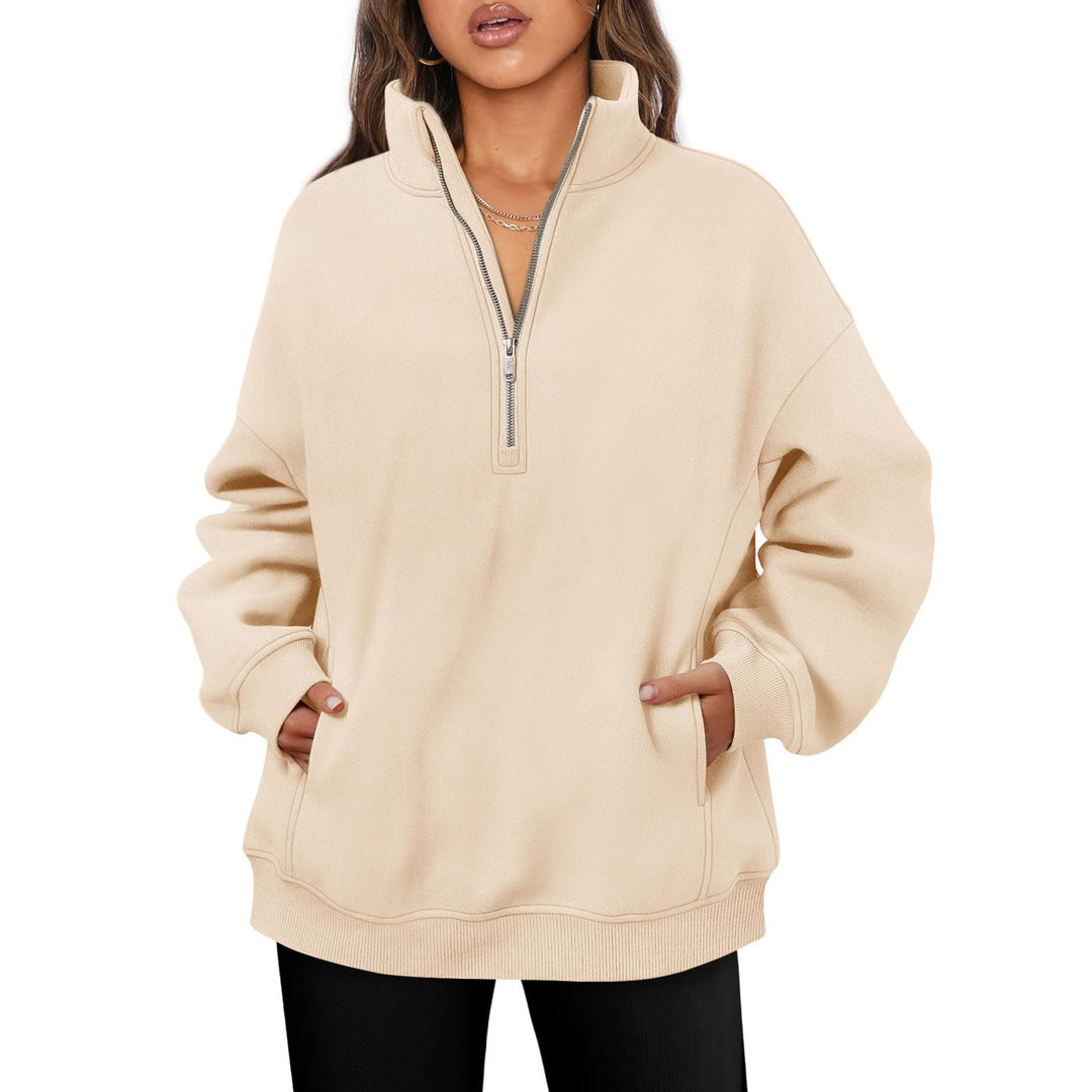 Casual oversized fleece sweater for women with high collar Lune London