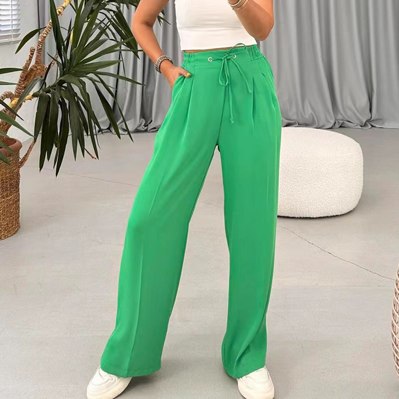 Loose leisure pants for women with elastic waistband and adjustable drawstring Lune London