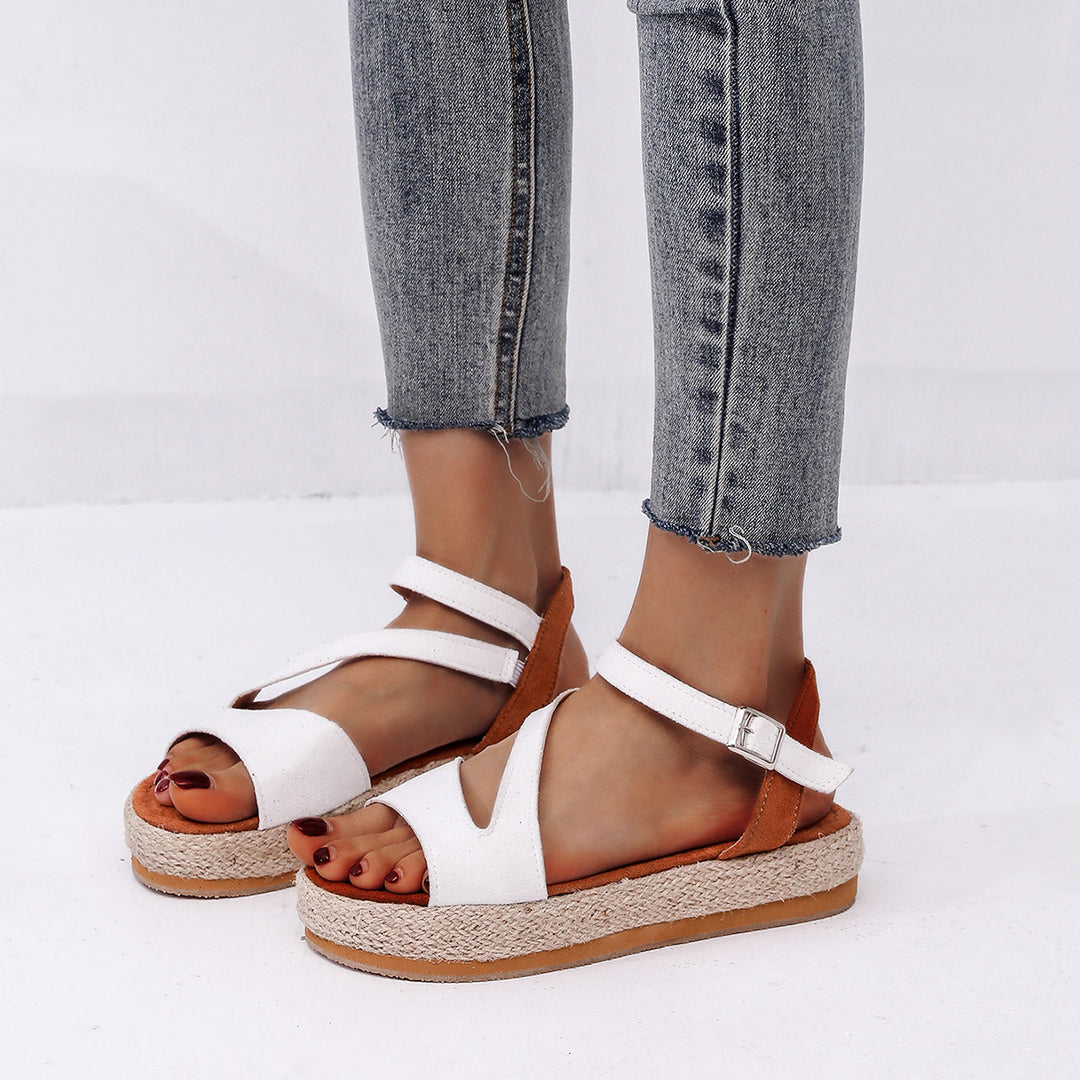 Elegant and comfortable wedge heel sandals for ladies with adjustable strap Lune London