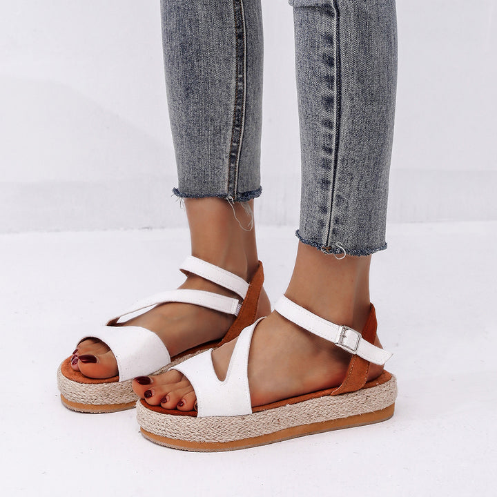 Elegant and comfortable wedge heel sandals for ladies with adjustable strap Lune London