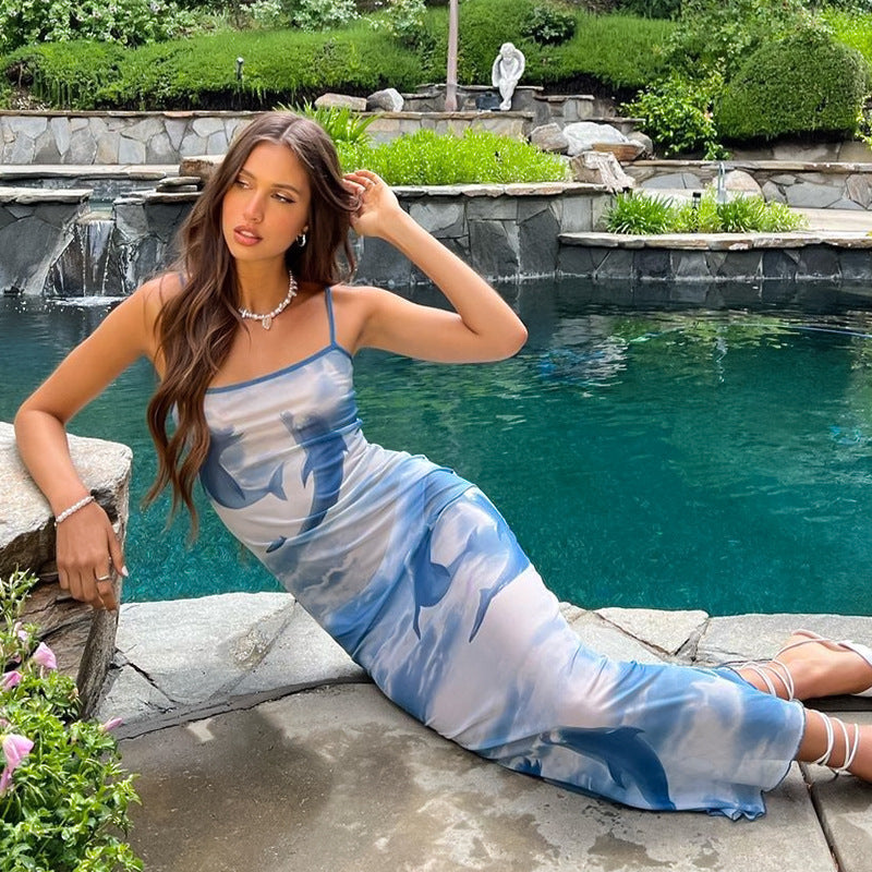 Chic and Stylish Women's Abstract Print Maxi Dress