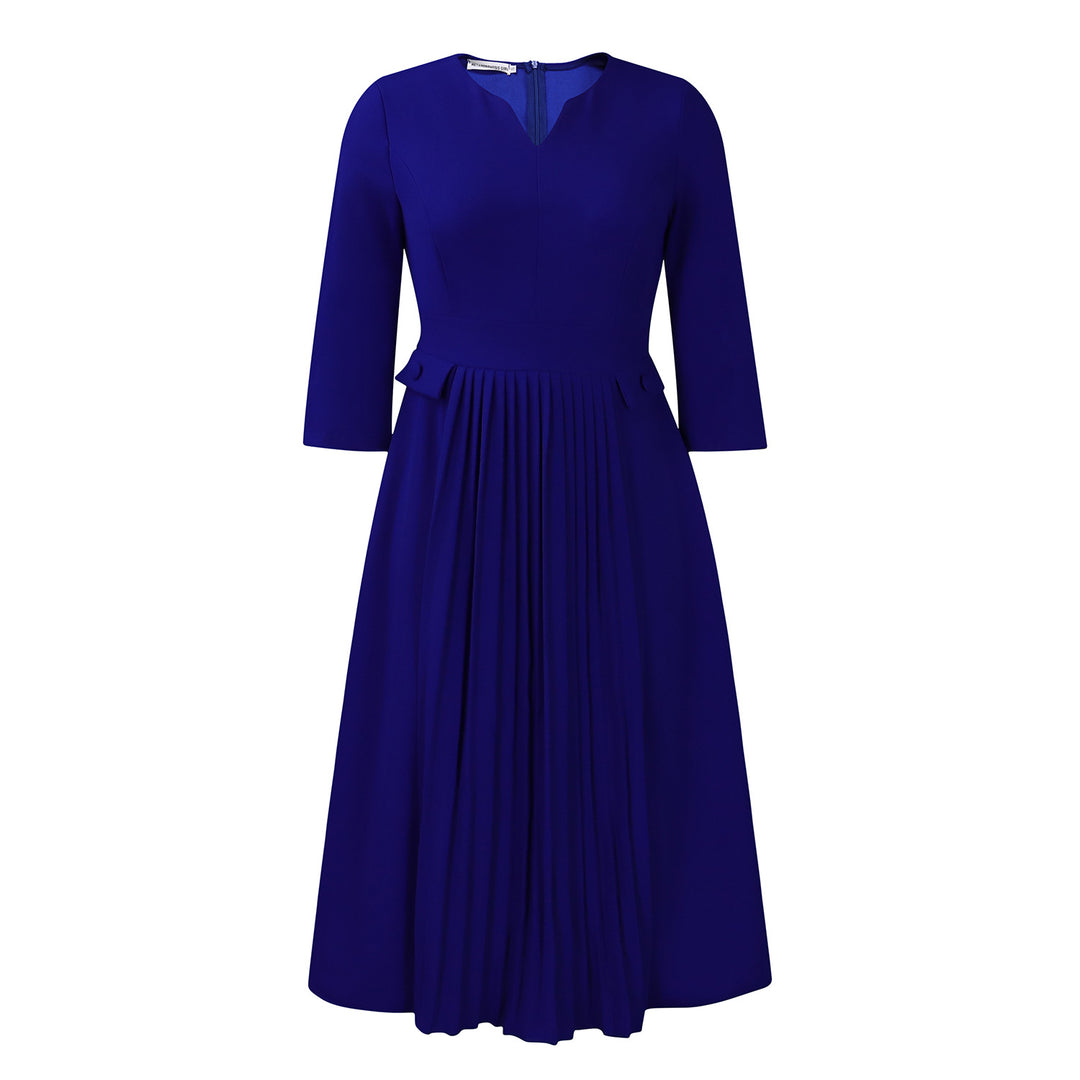 Ladies Elegant Midi Pleated Dress Lune London