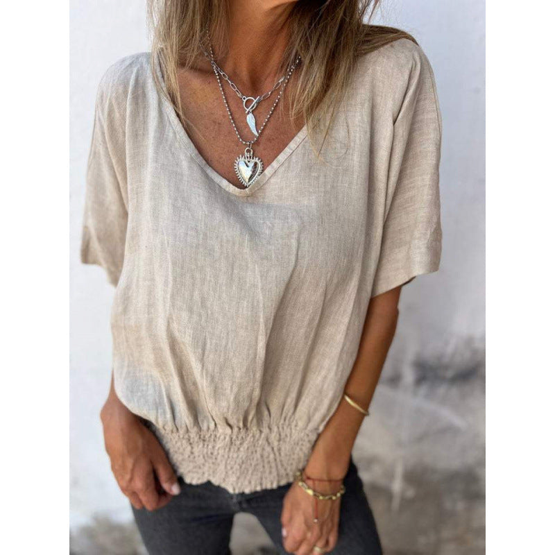 Lady casual top with elastic hem Lune London