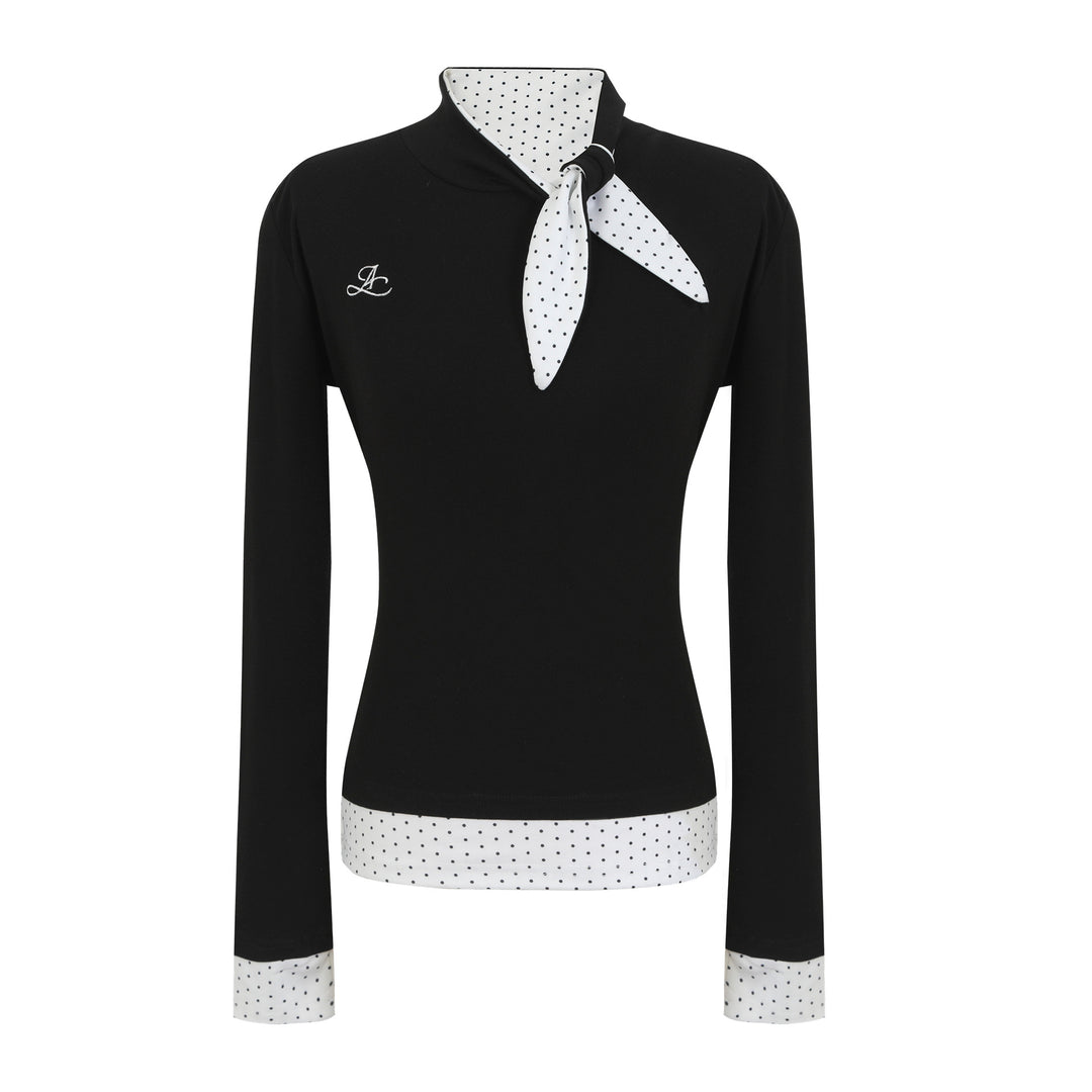 Women's long sleeve shirt with elegant collar and patterned under collar Chic & Stil