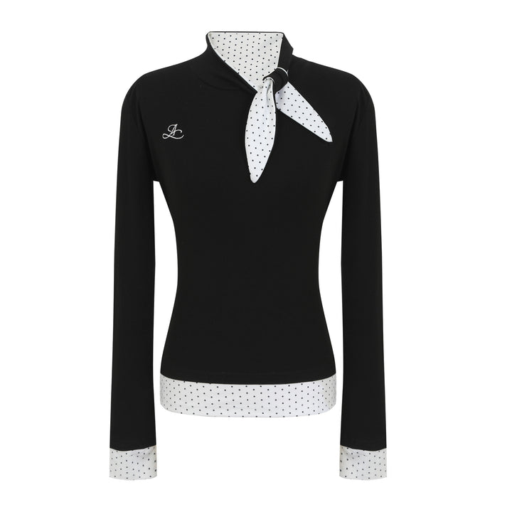 Women's long sleeve shirt with elegant collar and patterned under collar Chic & Stil