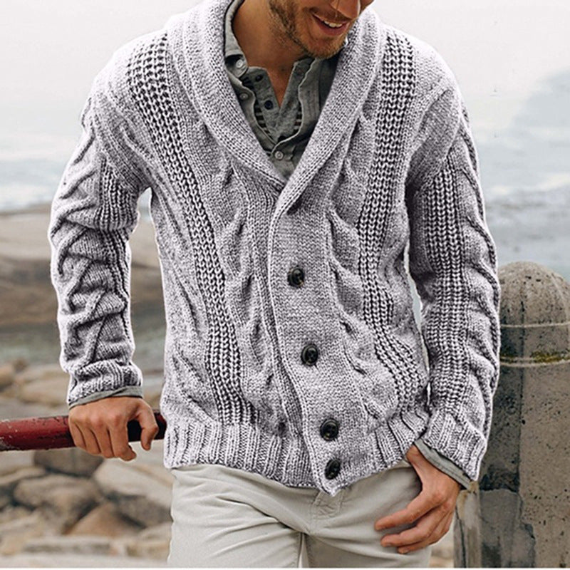 Lune London | Men's Cardigan with Coarse Pattern and Elegant Lapel