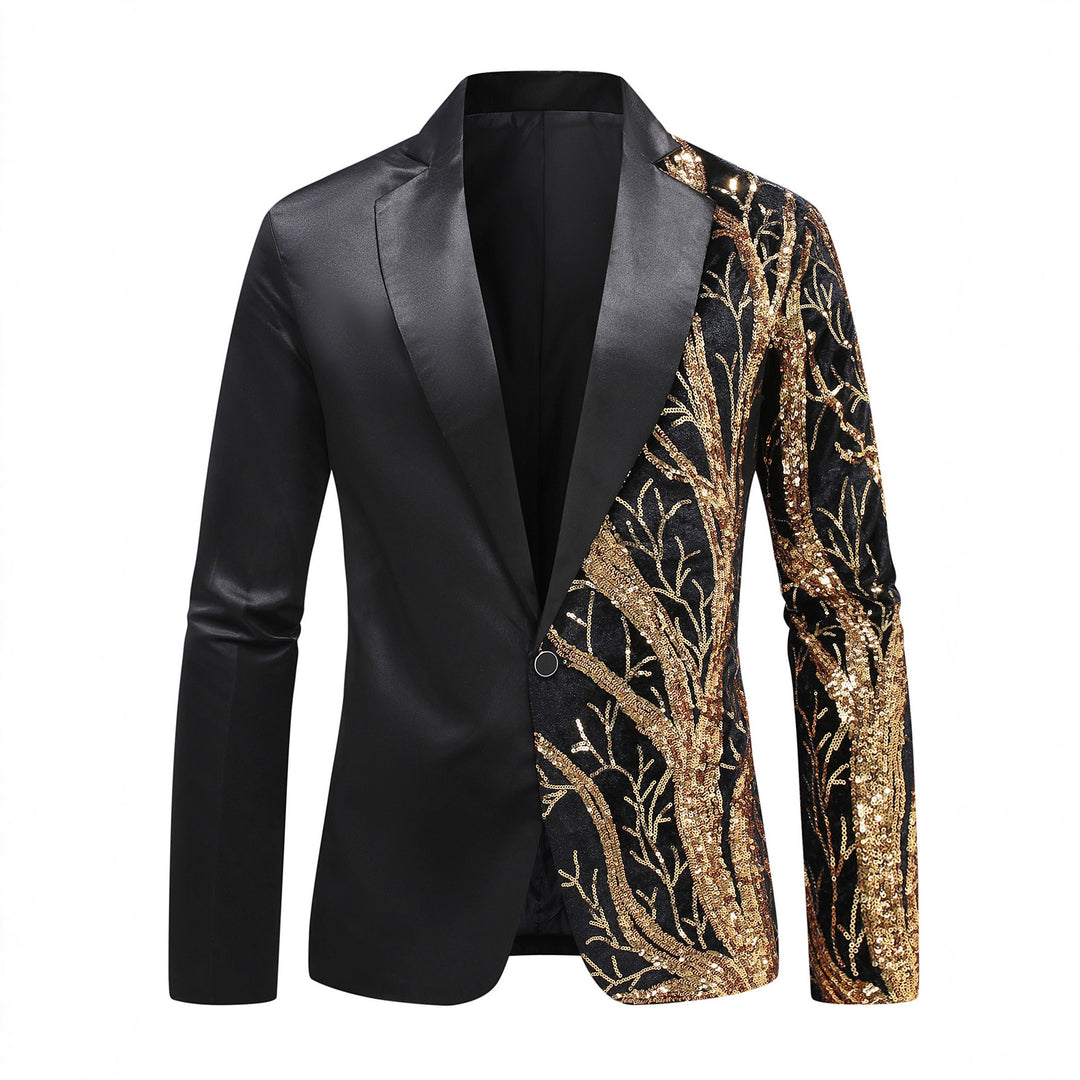 Luxury sequin tuxedo blazer for men with floral design Lune London