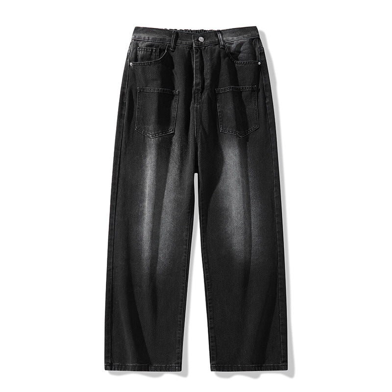 Denim pants for women, wide fit with elastic waistband and modern details Lune London