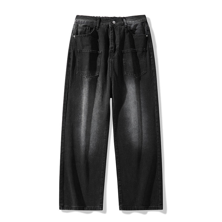 Denim pants for women, wide fit with elastic waistband and modern details Lune London