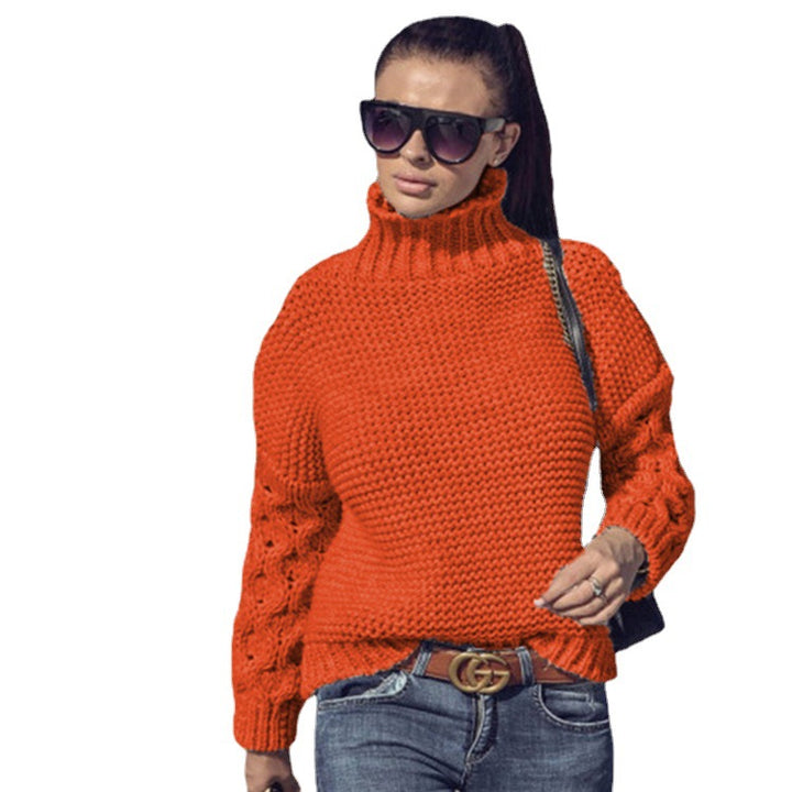 Knit sweater for women with high collar and structured sleeve design Lune London