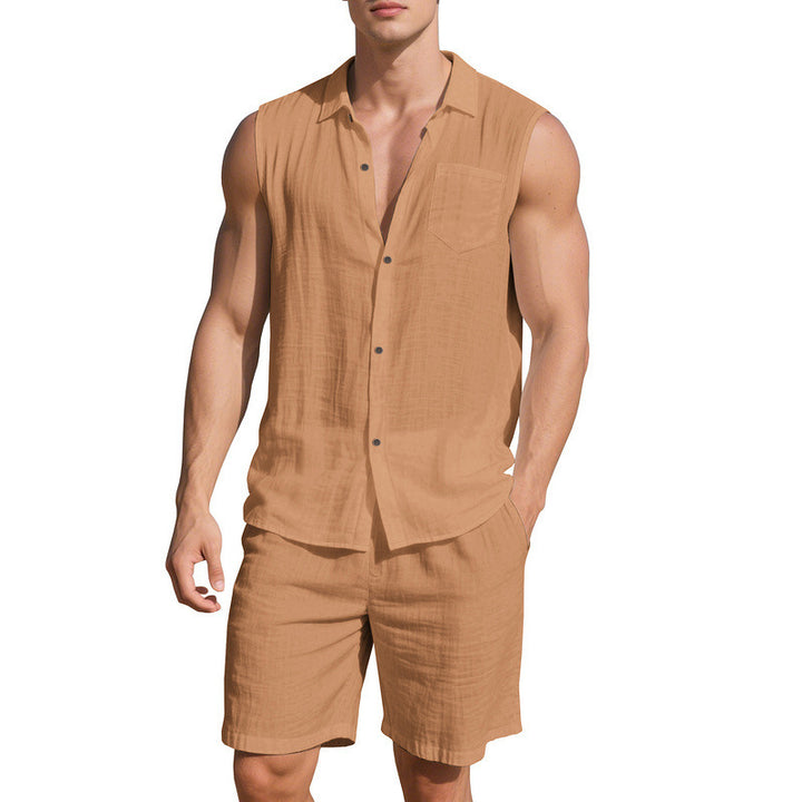 Tenue d'été décontractée pour hommes avec chemise sans manches et shorts Lune London
