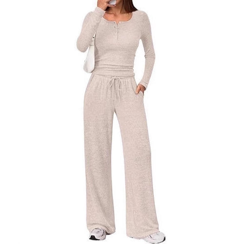Women's loungewear set with a long sleeve top and wide pants Lune London