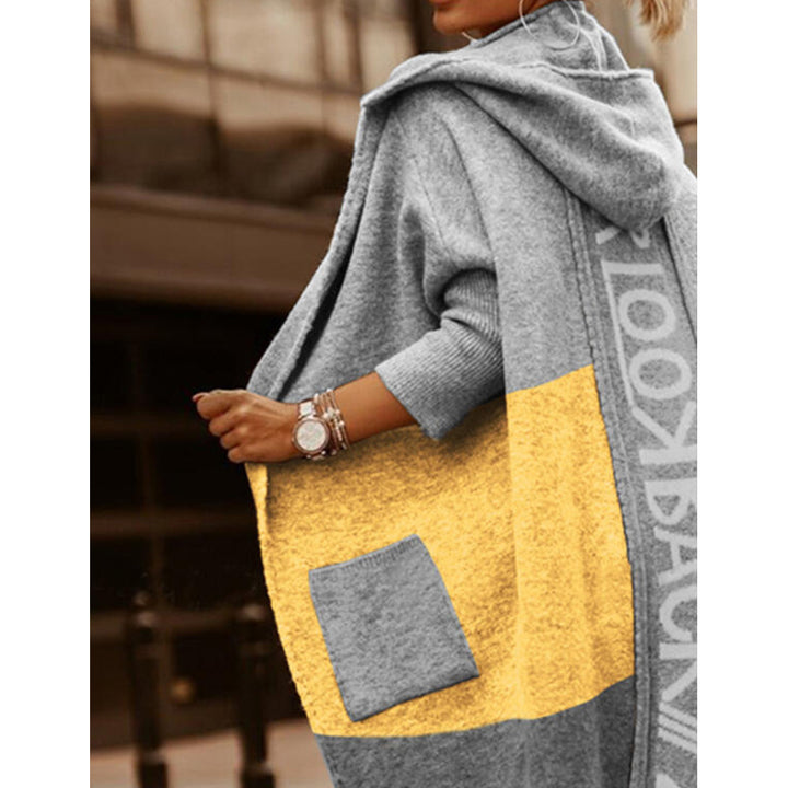 Oversized knitted coat with hood and pockets for women Lune London