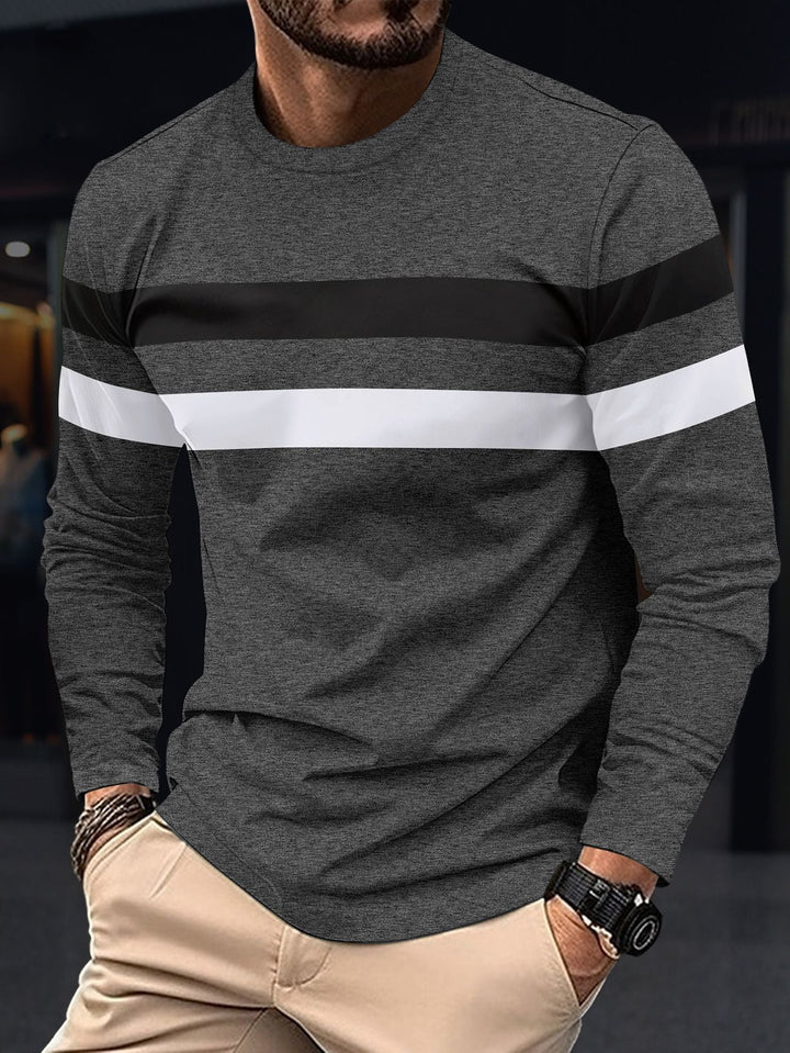 Men's Fashionable Long Sleeve Shirt with Sporty Stripes Chic und Stil