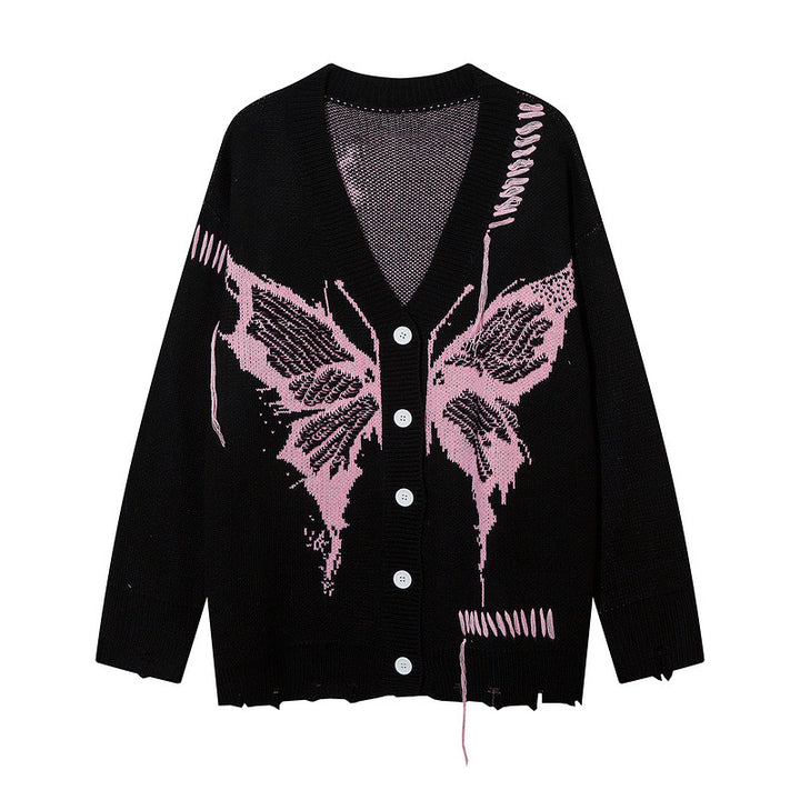 Casual cardigan for women with butterfly pattern and striking details Lune London