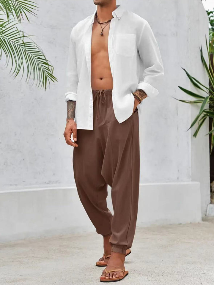 Casual harem pants for men with elastic waist and deep pockets Lune London