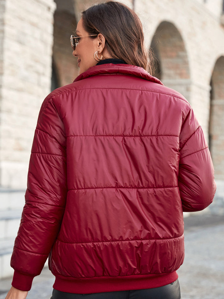 Elegant women's quilted jacket with high collar and modern pockets Lune London