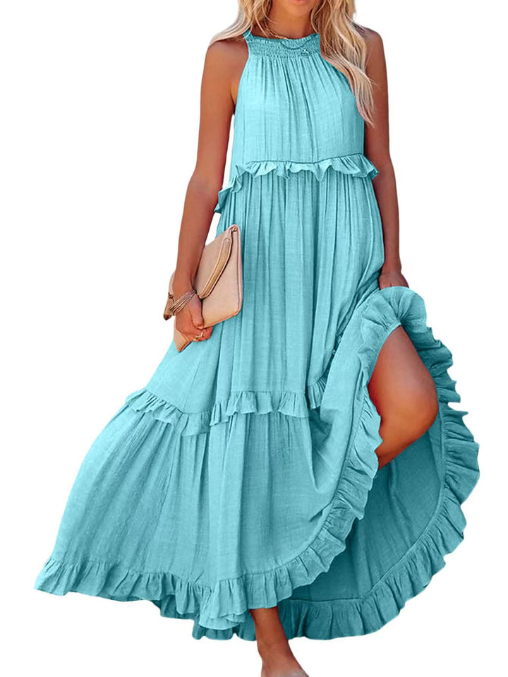 Maxi dress for women with ruffled details and airy silhouette Lune London