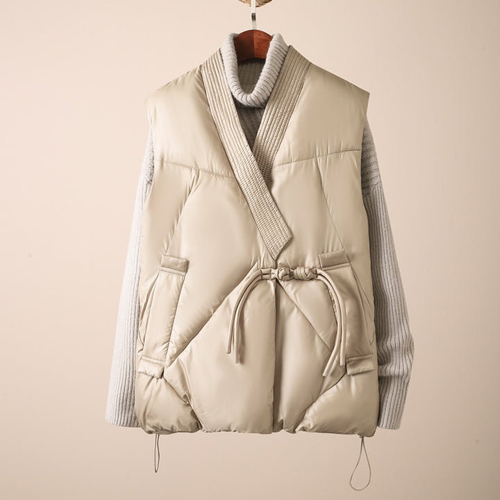Stylish women's quilted vest with a trendy cut and practical drawstring waist Lune London