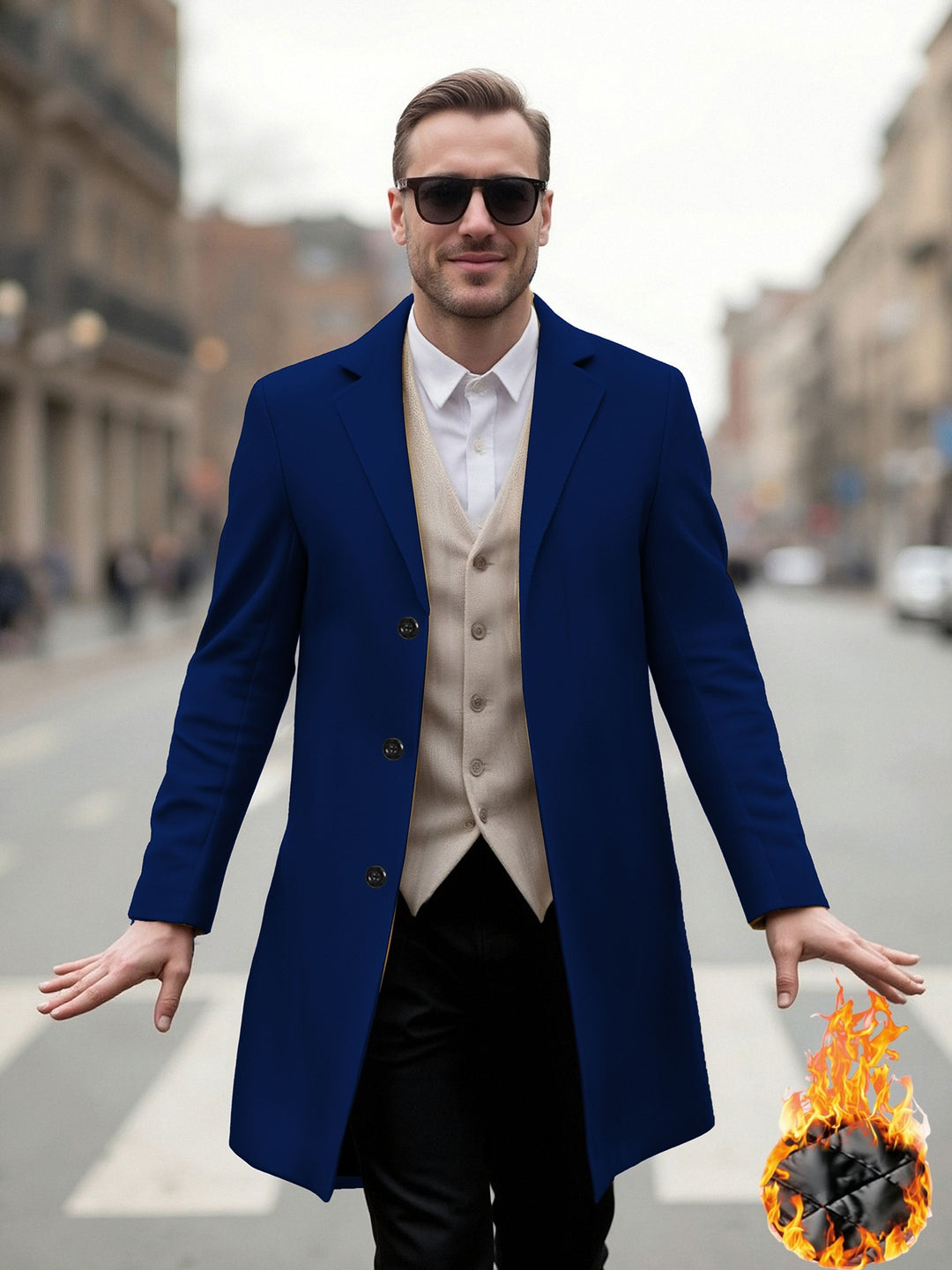 Elegant long coat for men with a modern cut and optimal wearing comfort Lune London