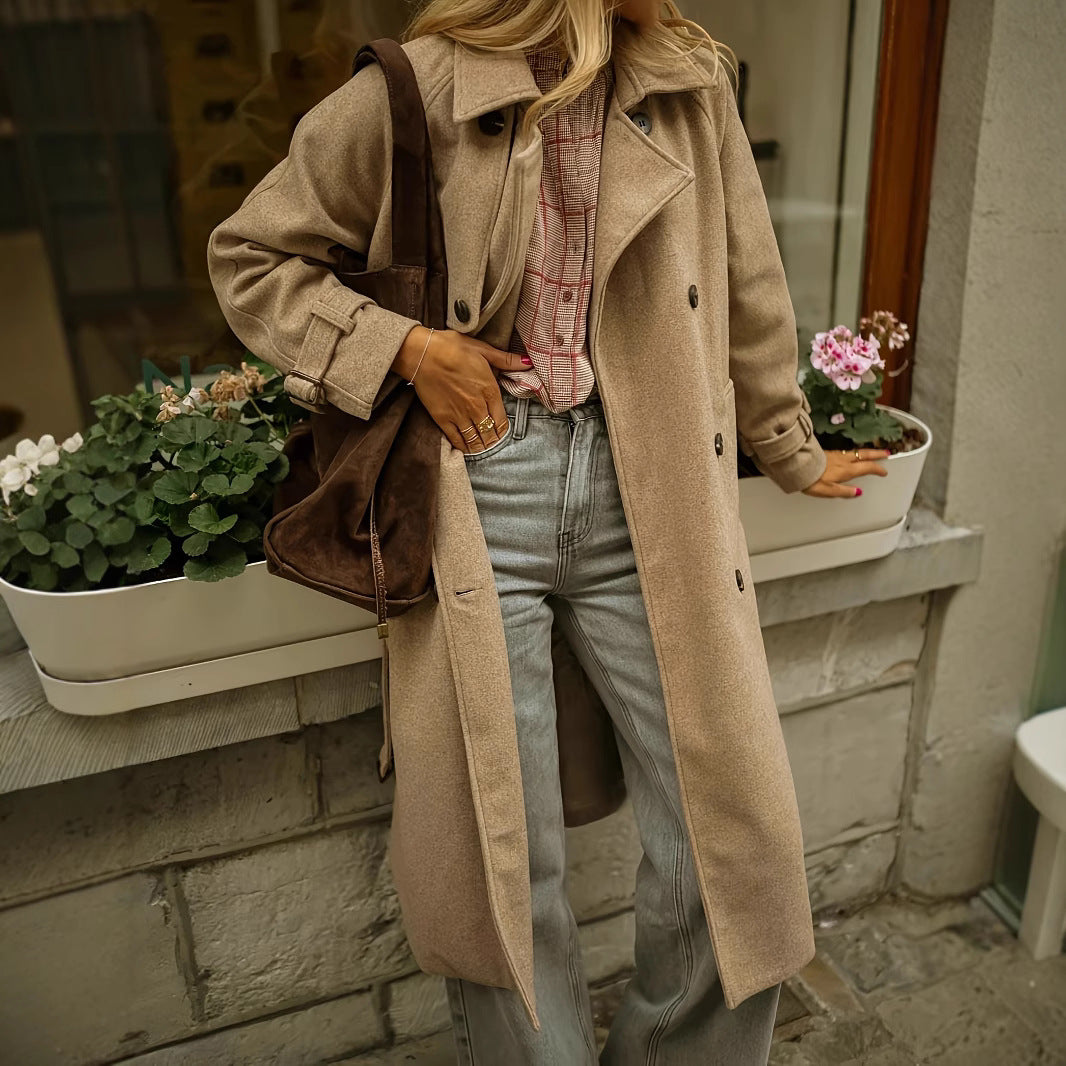 Ladies Elegant Wool Coat with Loose Fit and Classic Button Details Lune London