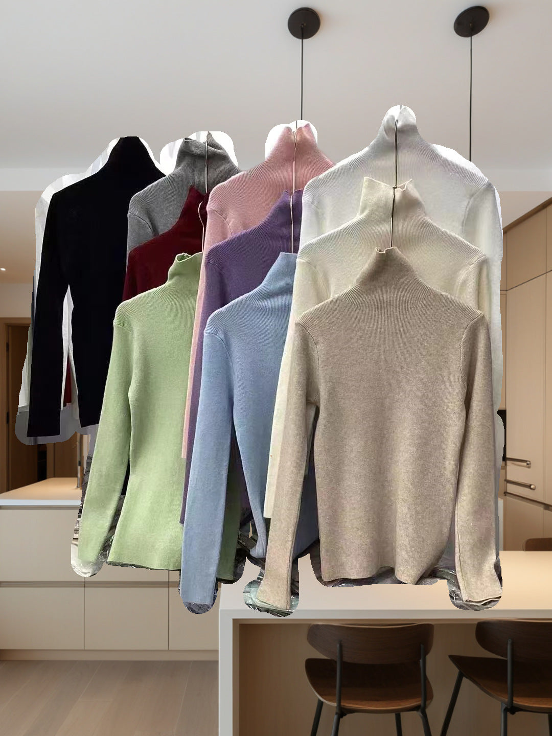 Pull à col montant pour femme en maille côtelée fine Chic & Stil