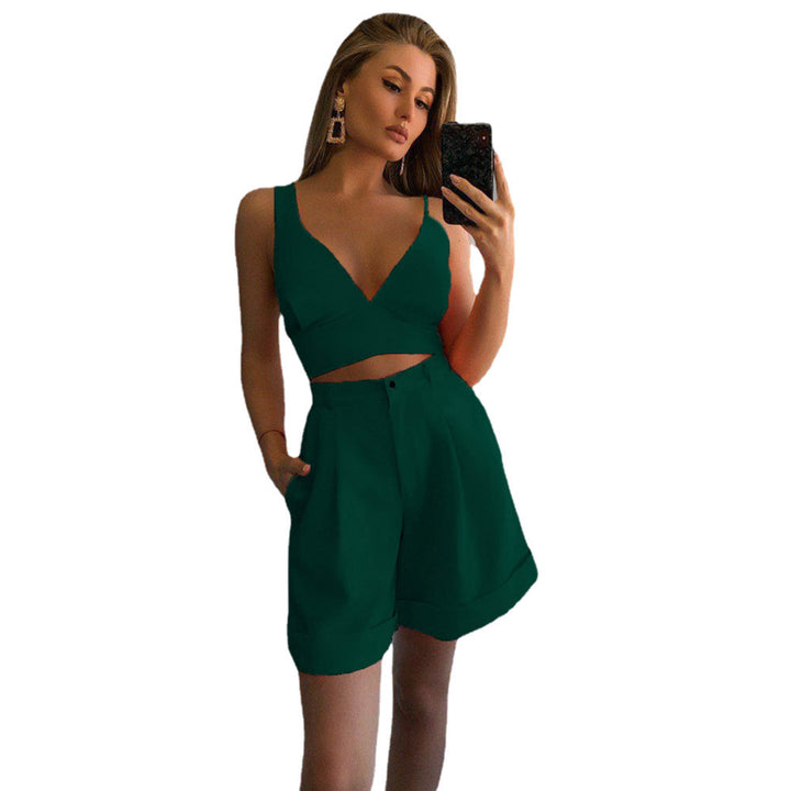 Chic and stylish set for modern women crop top and wide shorts