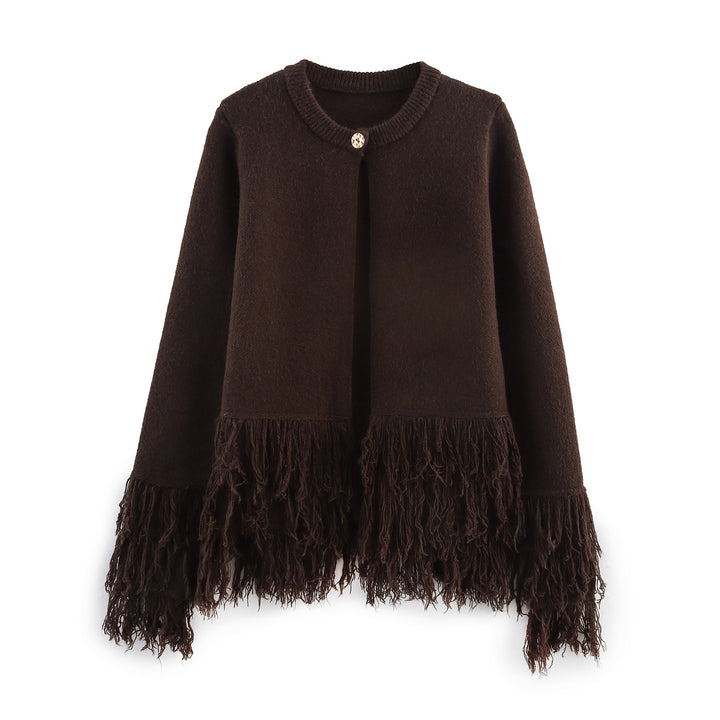 Ladies elegant Cardigan with fringe details Lune London