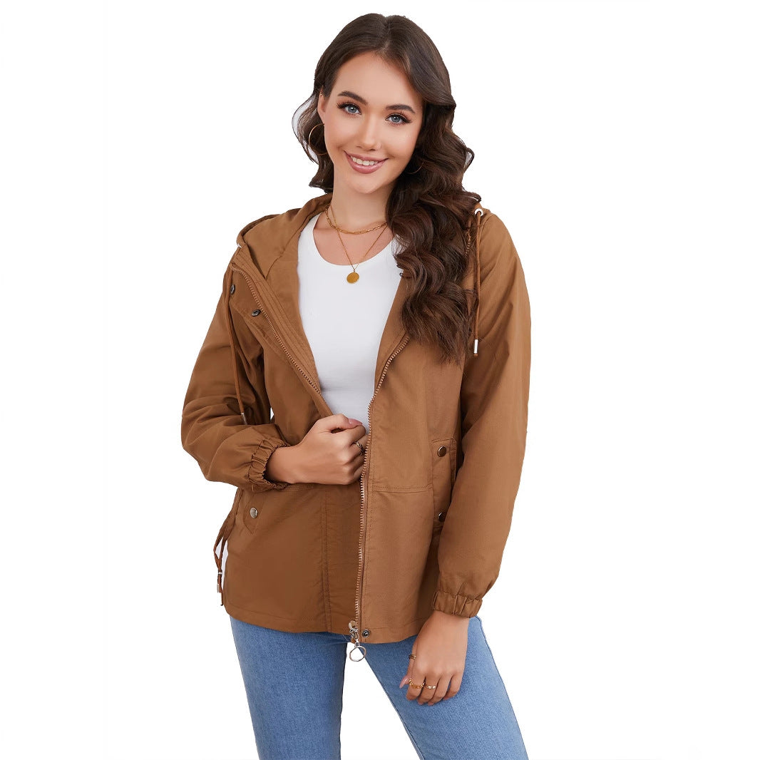 Windproof women's outdoor jacket with adjustable waist and hood Lune London