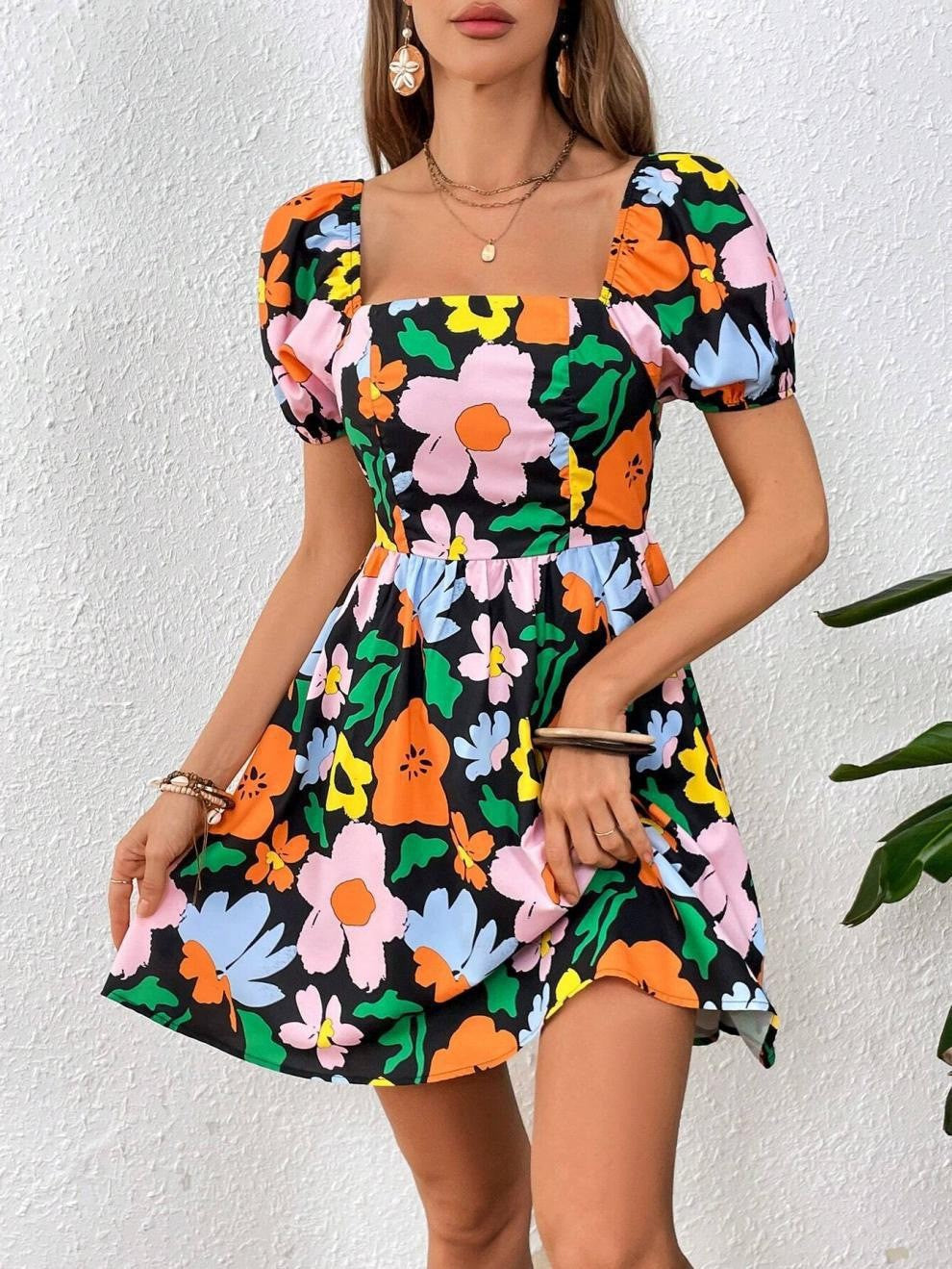 Ladies Puff Sleeve Mini Dress Lune London